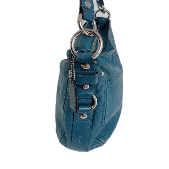 Vintage Coach Leather Hobo Bag Tosca Teal Blue Shoulder Bag Purse - Picture 2 of 13